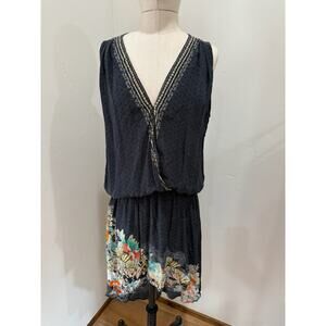 Camilla Midnight Moonchild Women's XS Silk Dress  Resort Summer Black Floral